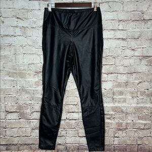 Faux Leather Moto Style Leggings Black Size Small